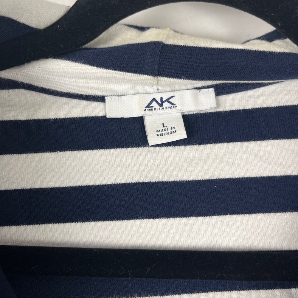 Anne Klein Sport Women's Activewear Blue Hooded Nautical Full Zip Jacket Size L - Picture 4 of 10